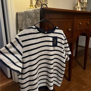 Polo by Ralph Lauren Blue and White Striped Short Sleeve Tee